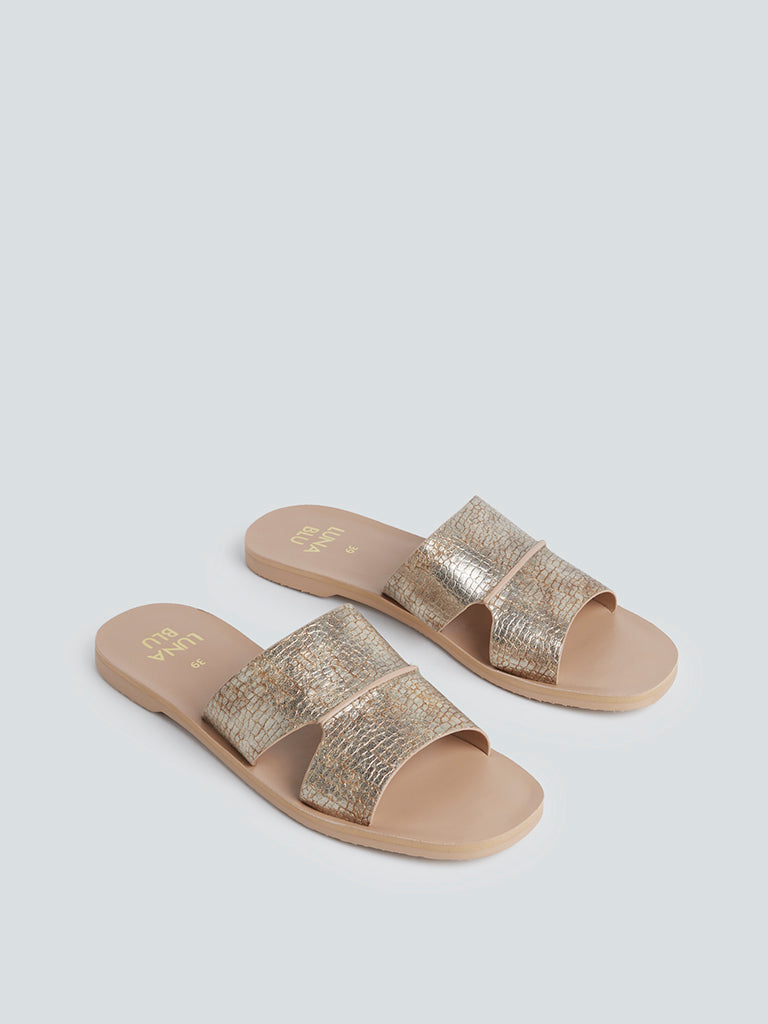 LUNA BLU Gold Cut-Out Detail Slides